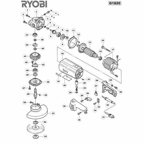 Ryobi G1820 Spare Parts List Type: 1000025096